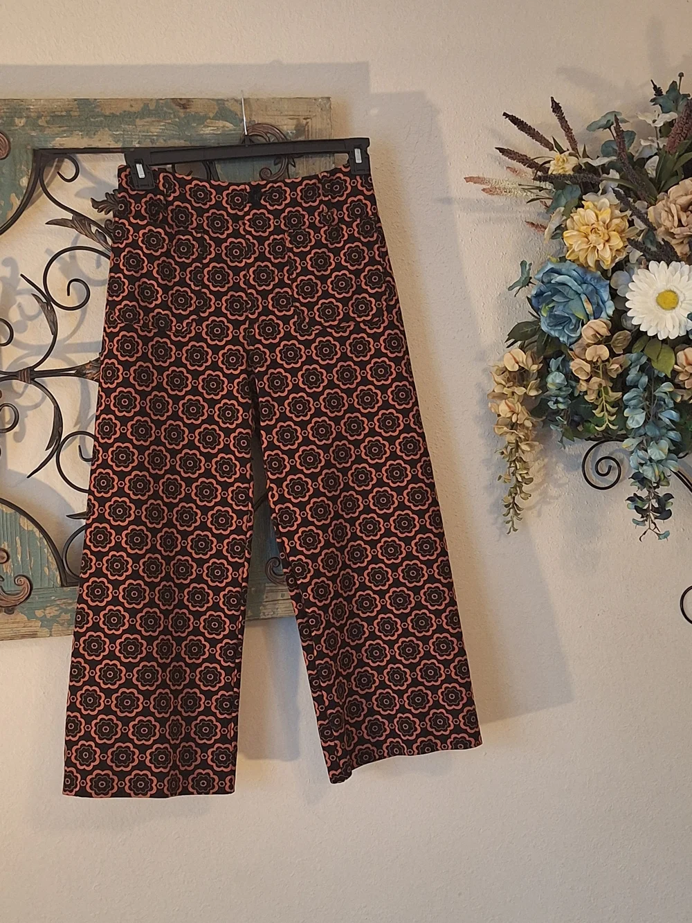 Anthropologie Blk/Brn Patterned Wide-Leg Pants. Size 28 Excellent Condition - Picture 5 of 16